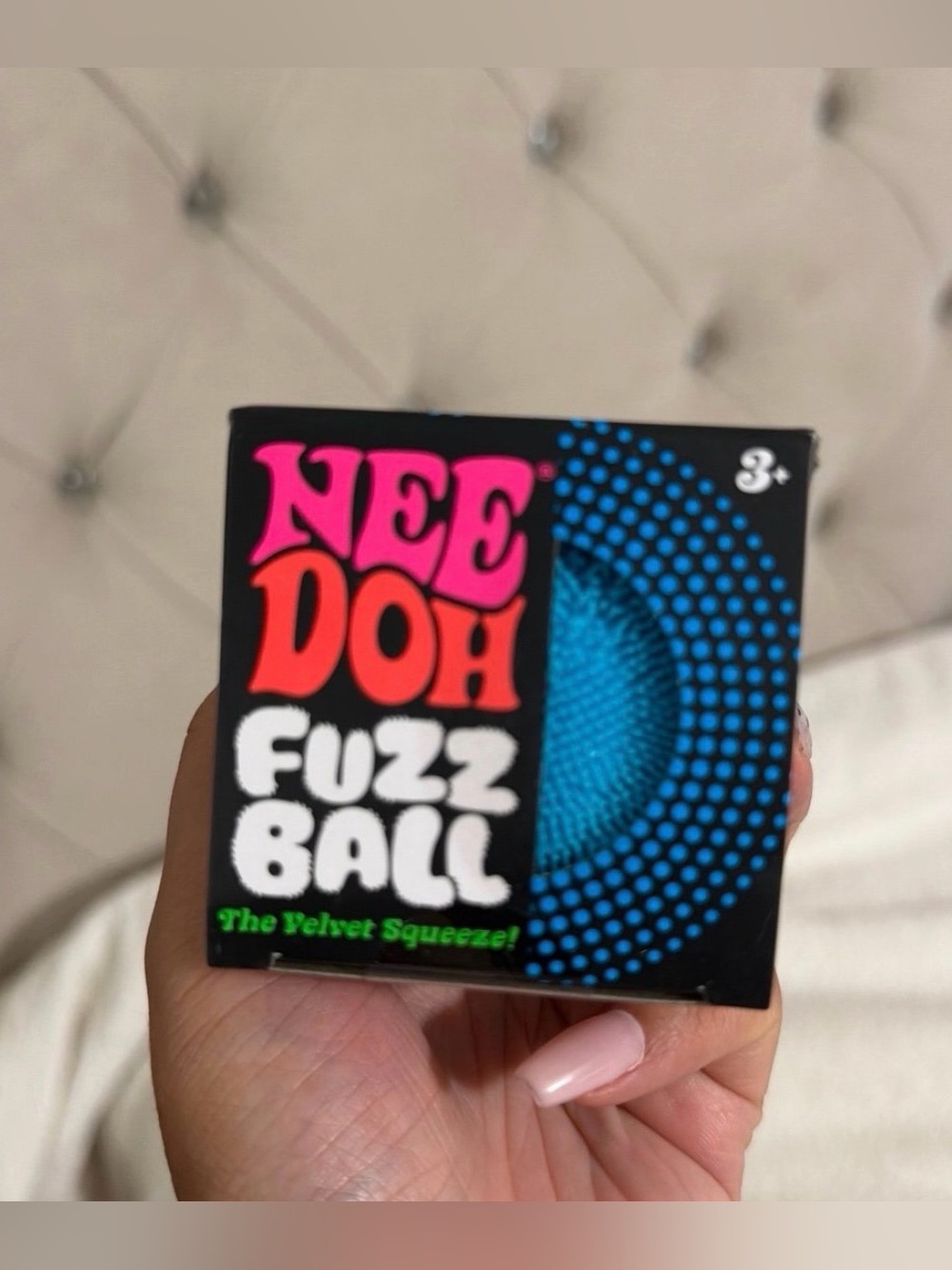 Needoh BLUE Fuzzy Squishy Velvet Fuzz Ball Squeeze